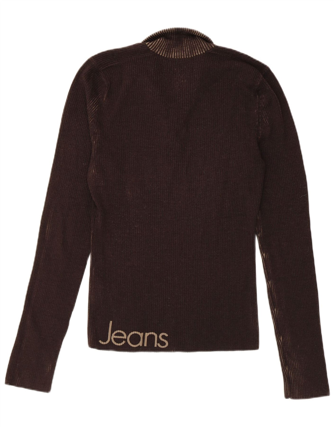 CALVIN KLEIN JEANS Suéter tipo jersey con cuello y botones para mujer UK 10 Small Brown