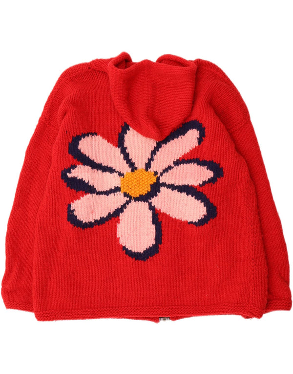 Vintage mujer gráfico con capucha cardigan suéter Reino Unido 22 3XL rojo floral