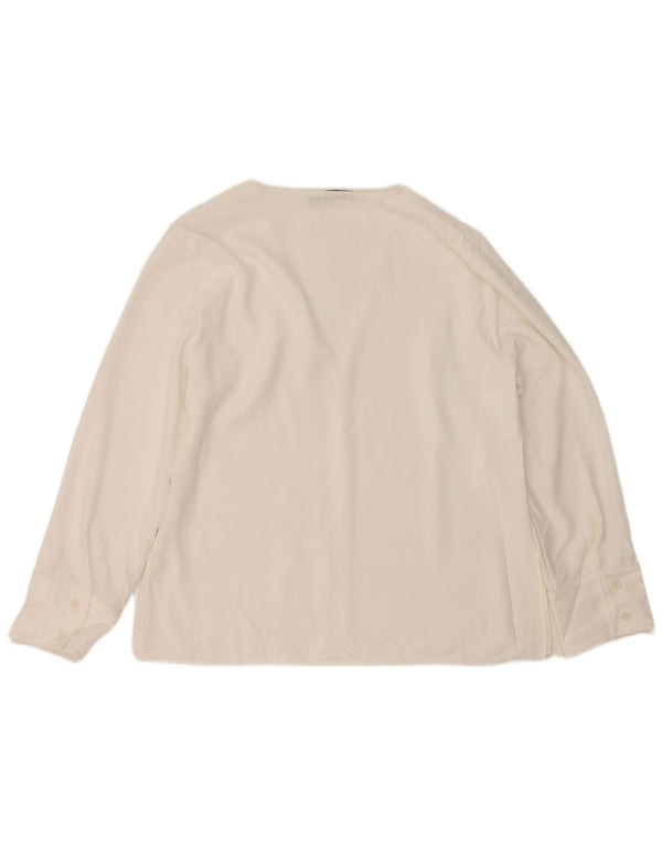 Zara Mujer Blusa De Manga Larga Top UK 46 Large Blanco