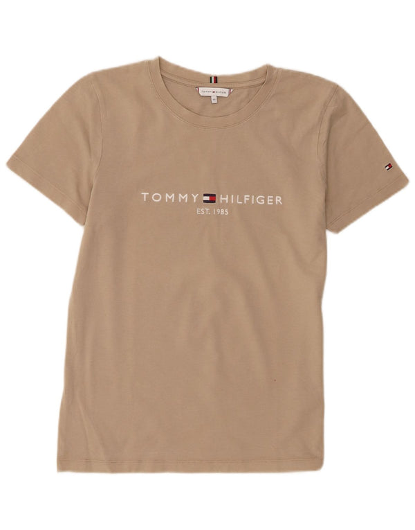 Tommy Hilfiger Camiseta gráfica para mujer Top UK 6 XS Algodón beige