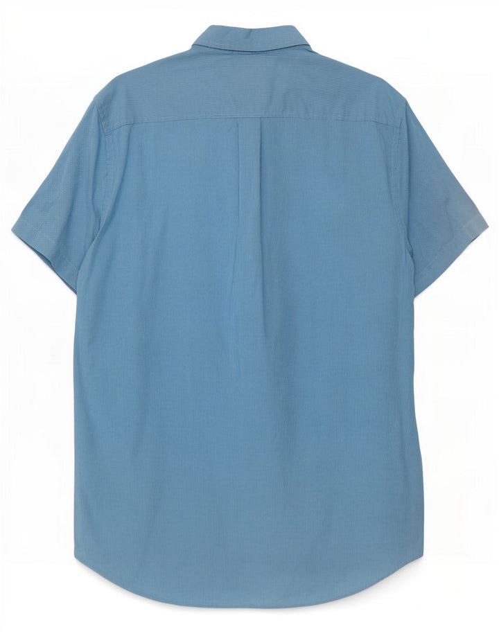 Superdry Camisa Regular Fit De Manga Corta De Algodón Con Pata De Gallo Azul Medio