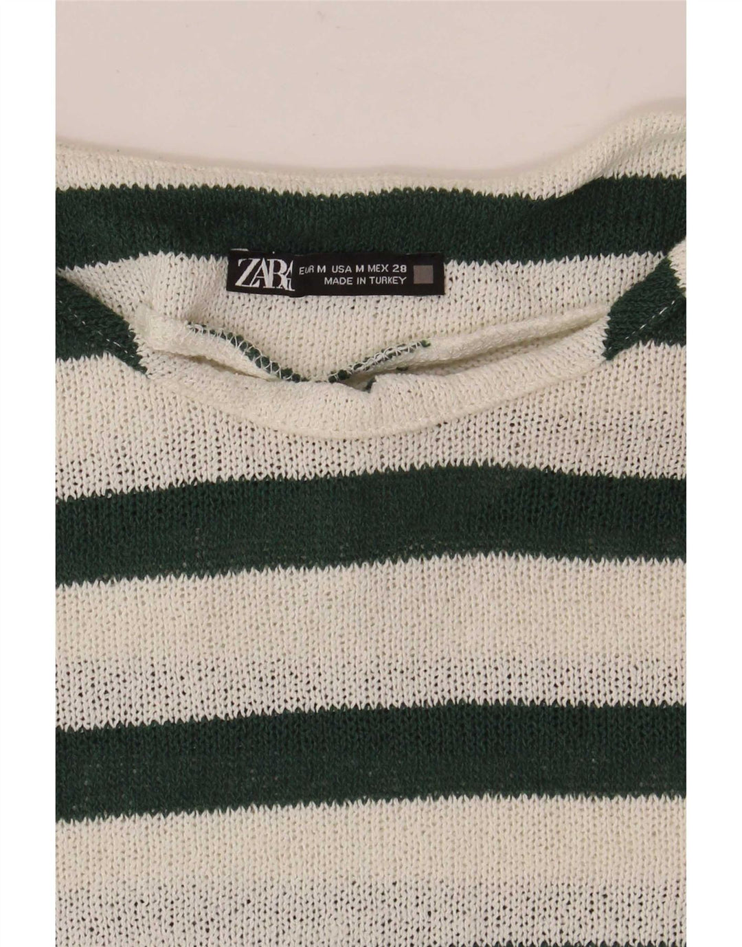Zara Camiseta Mujer Top UK 40 Mediano Rayas Blancas
