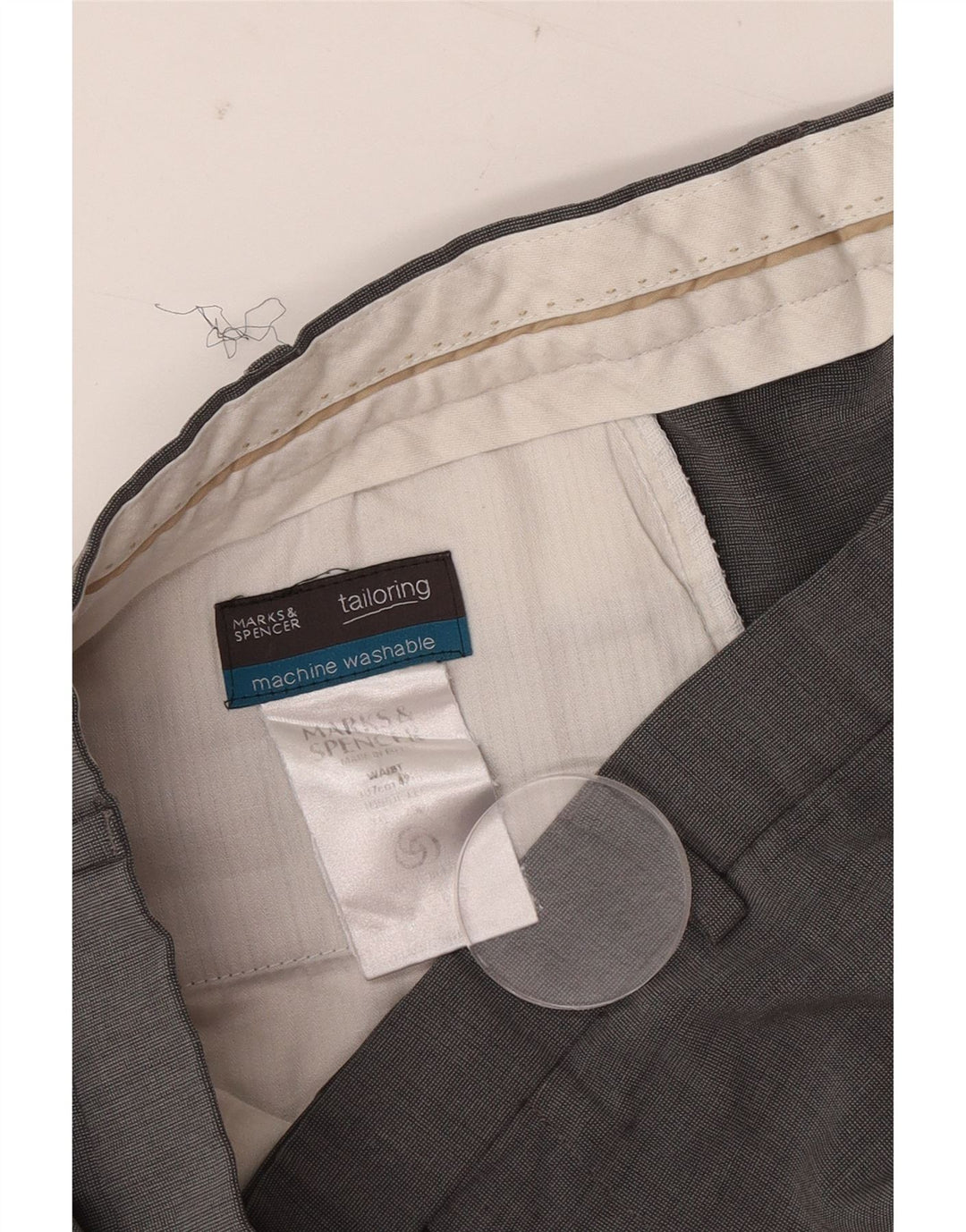 Marks & Spencer Pantalones de traje rectos de corte entallado para hombre W40 L29 Gris