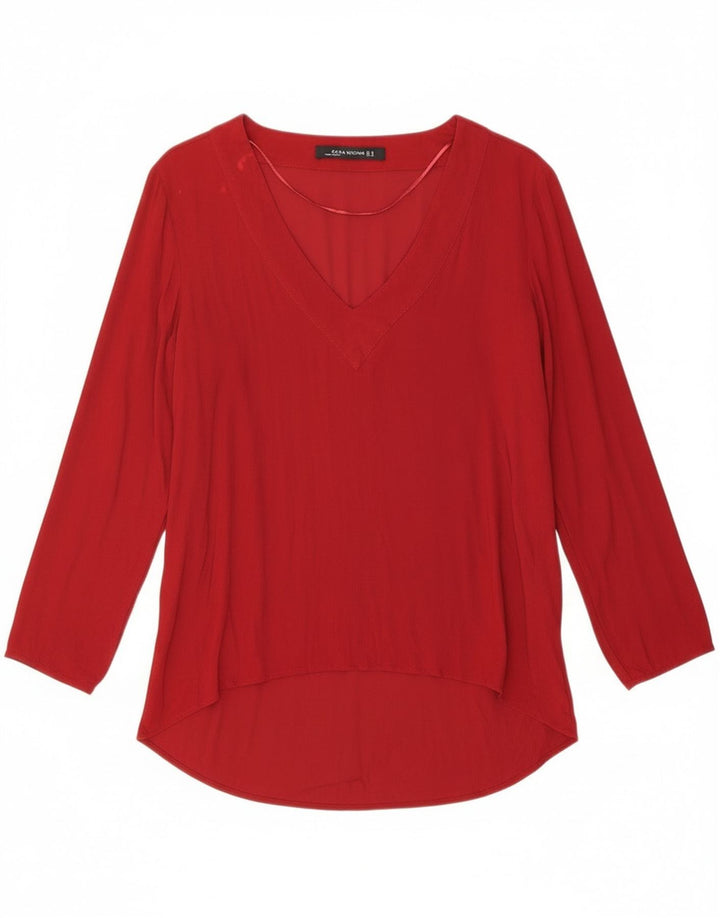 Zara Top Túnica De Manga Larga Para Mujer UK 44 Medium Rojo