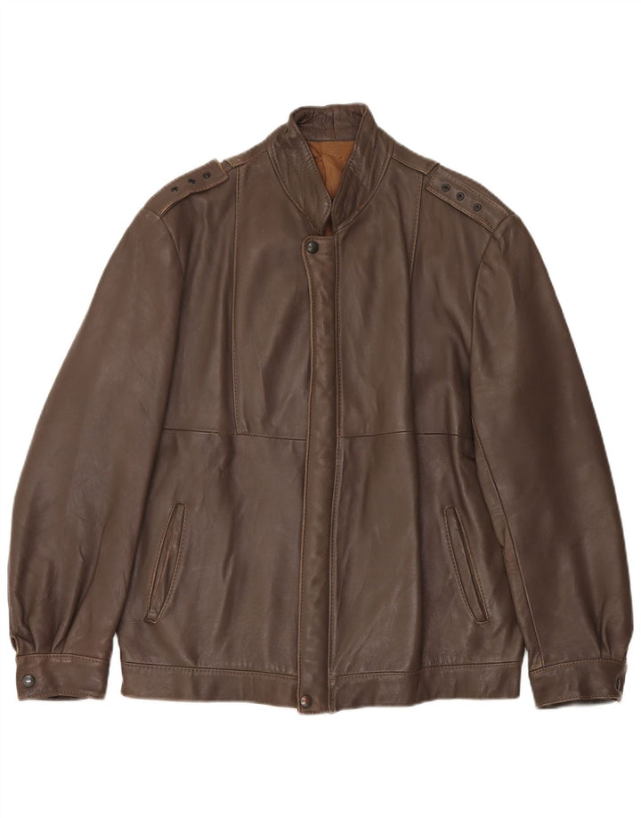 Chaqueta de cuero militar vintage para hombre IT 52 XL Marrón