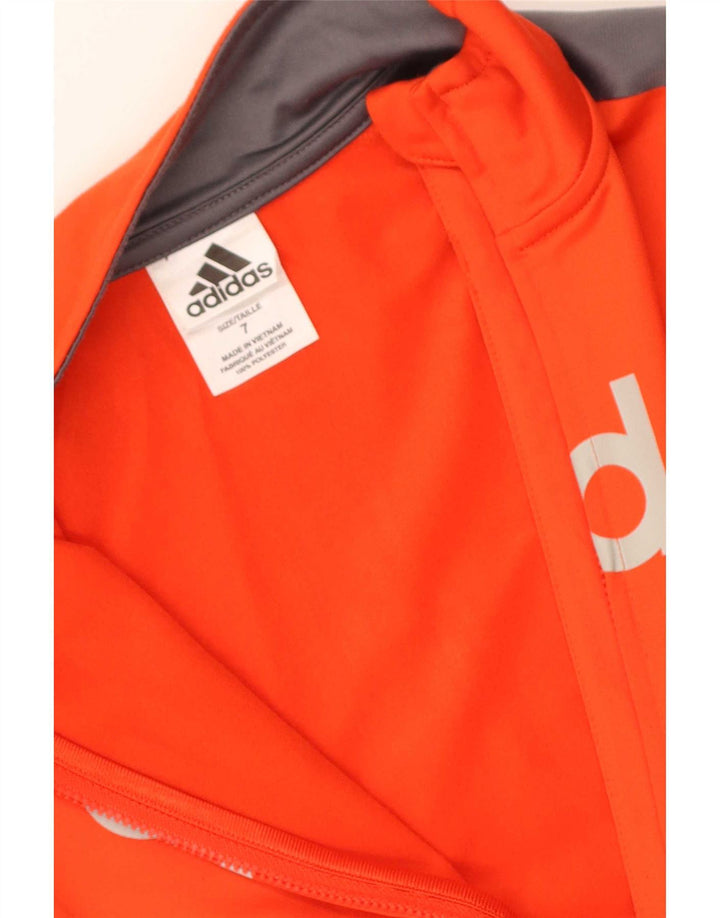 Adidas Boys Graphic Chándal Top Chaqueta 6-7 Años Naranja Rayas Poliéster