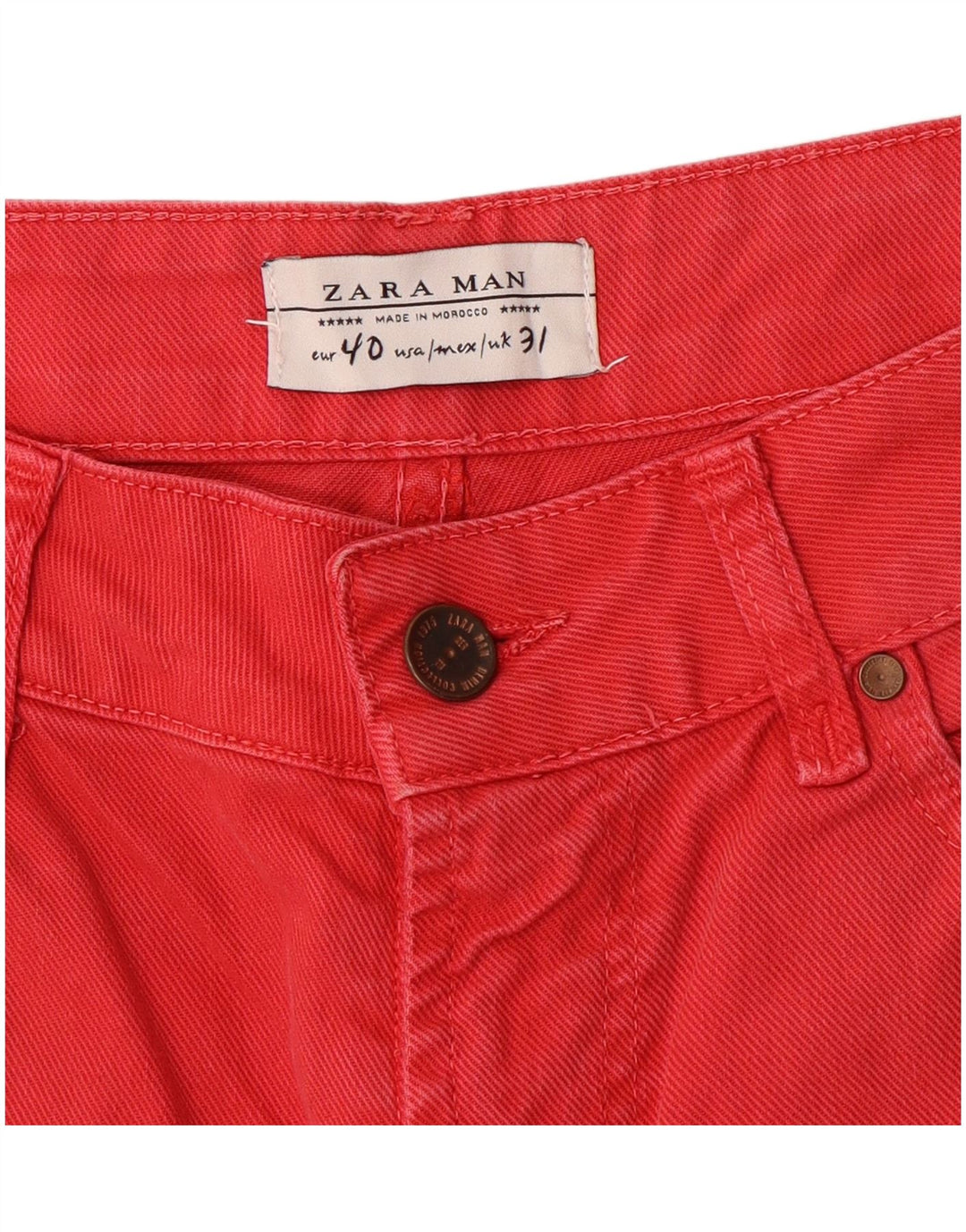 Zara Pantalones cortos de mezclilla para hombre EU 40 Medium W31 Rojo
