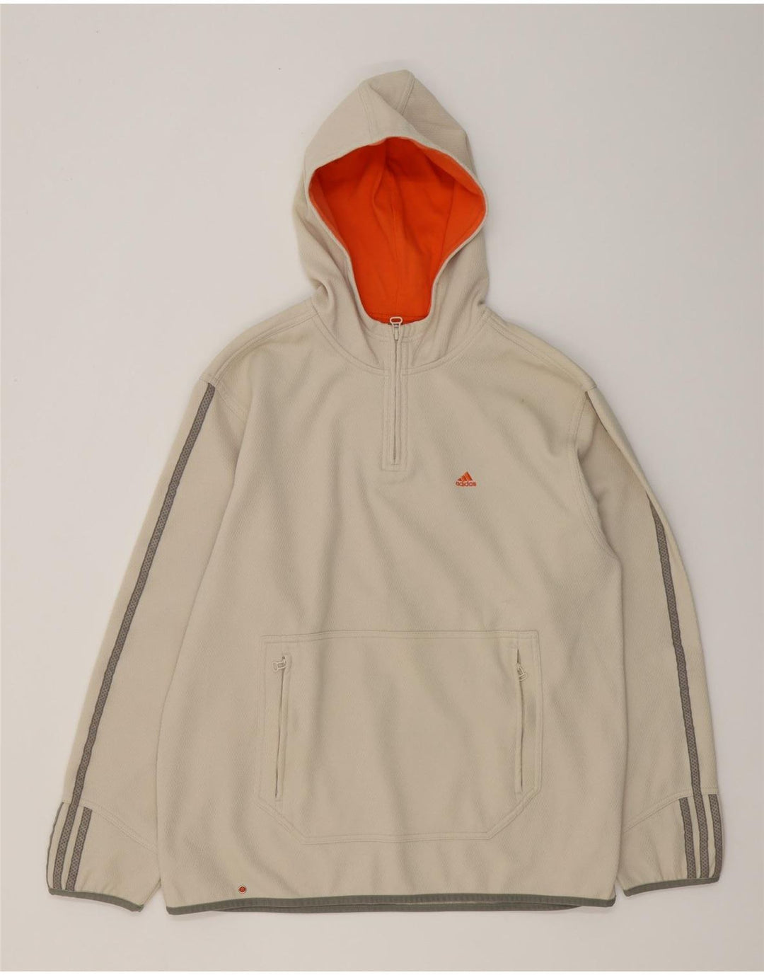 Adidas Hombre Zip Neck Sudadera Con Capucha Jersey Medio Blanco Poliéster