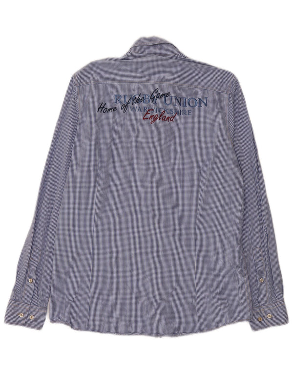 Pierre Cardin Camisa Estampada Para Hombre Vichy Azul Medio