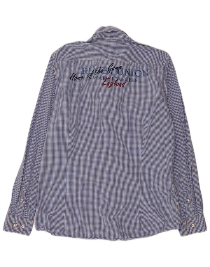 Pierre Cardin Camisa Estampada Para Hombre Vichy Azul Medio