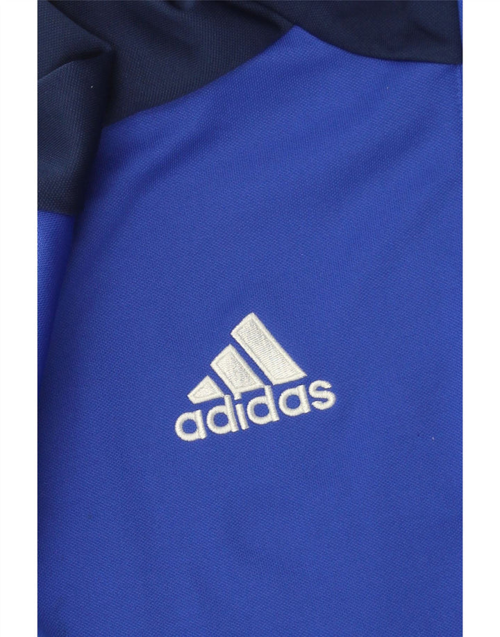 Adidas Hombre Camiseta De Chándal Con Gráfico Y Cuello Con Cremallera Grande Azul