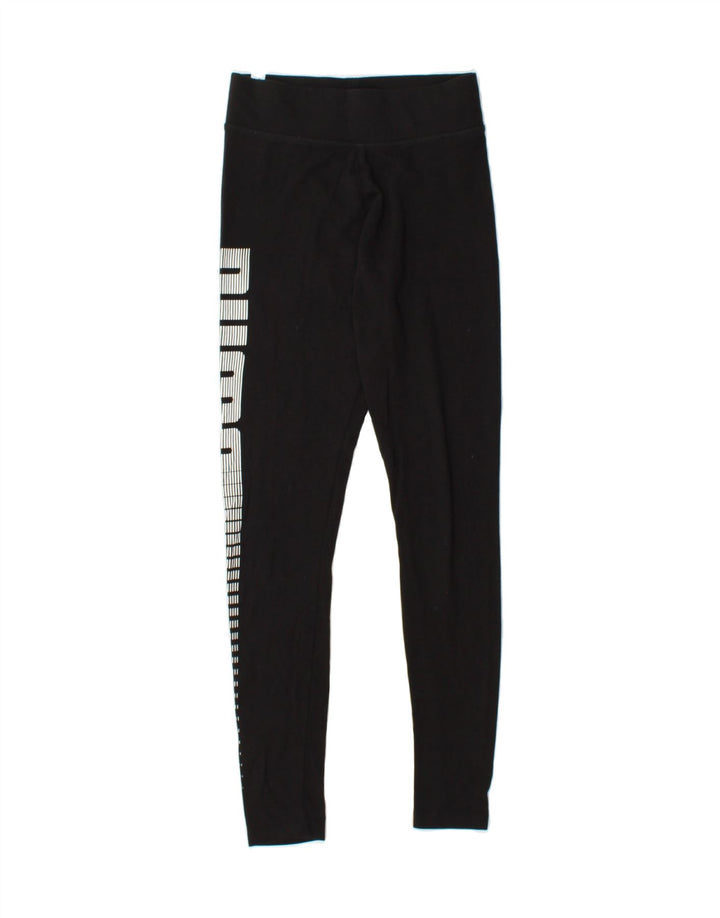 PUMA Womens Graphic Leggings UK 8 Small Black Cotton Vintage Puma and Second-Hand Puma from Messina Hembry 