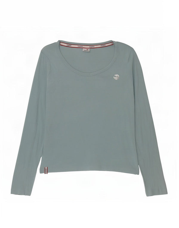 Kangaroos Mujer Top Manga Larga UK 10/12 Pequeño Algodón Verde