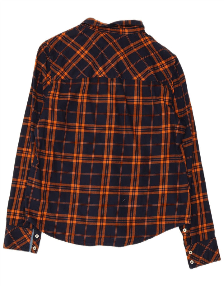 MUSTANG Womens Flannel Shirt EU 38 Medium Navy Blue Check Cotton