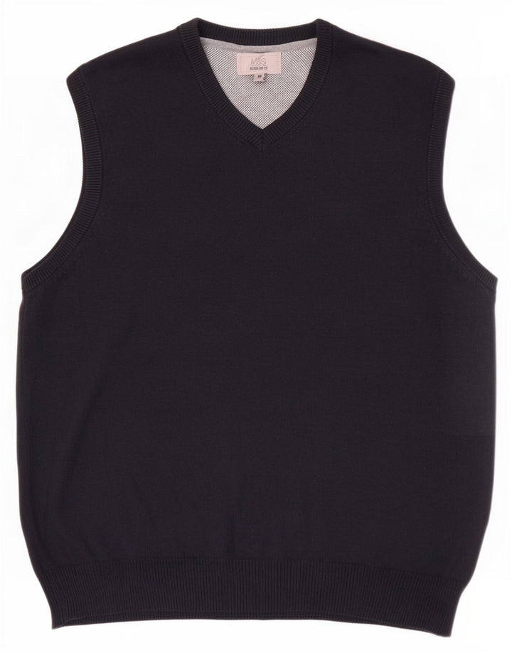 Marks & Spencer Camiseta sin mangas de ajuste regular para hombre Algodón azul marino mediano