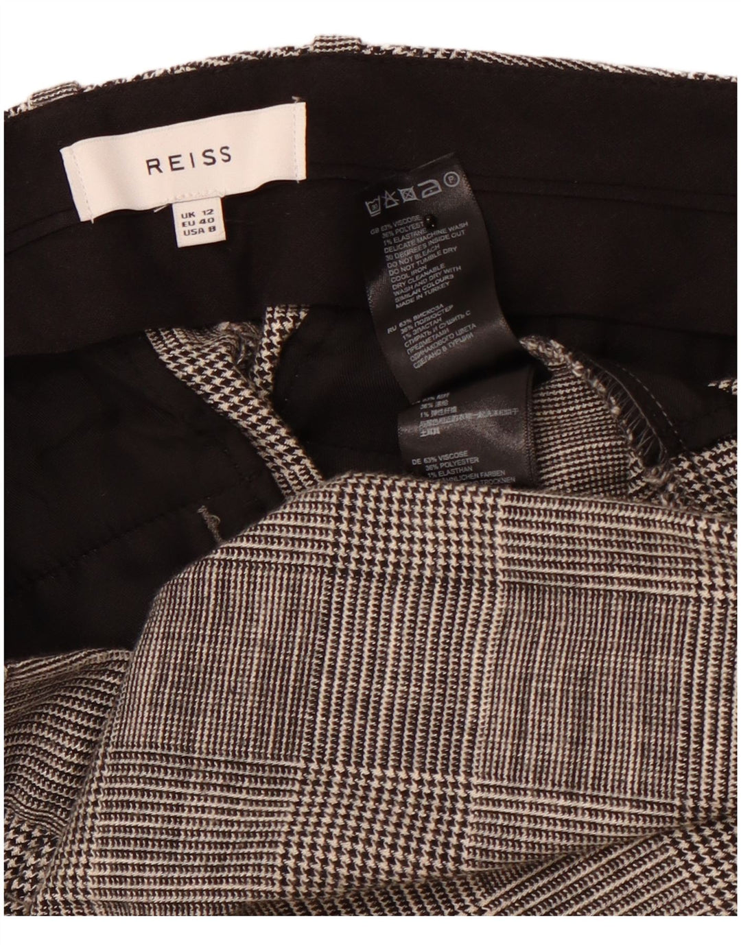 REISS Pantalones de traje de cintura alta para mujer UK 12 Medium W32 L28 Gris