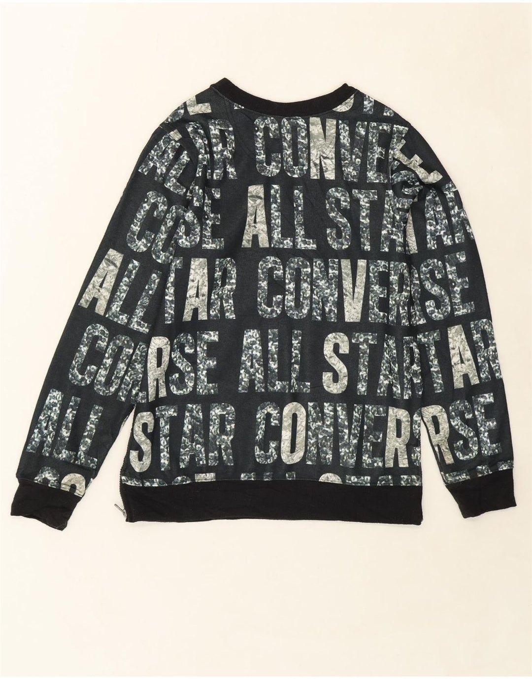 CONVERSE Boys Graphic Sweatshirt Jumper 13-14 Years XL Black Polyester Vintage Converse and Second-Hand Converse from Messina Hembry 