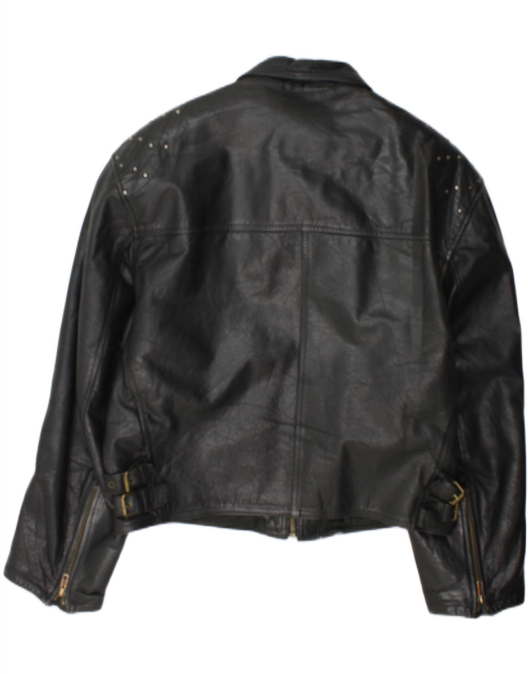 Vintage mujer cuero Racer chaqueta Reino Unido 18 XL cuero negro