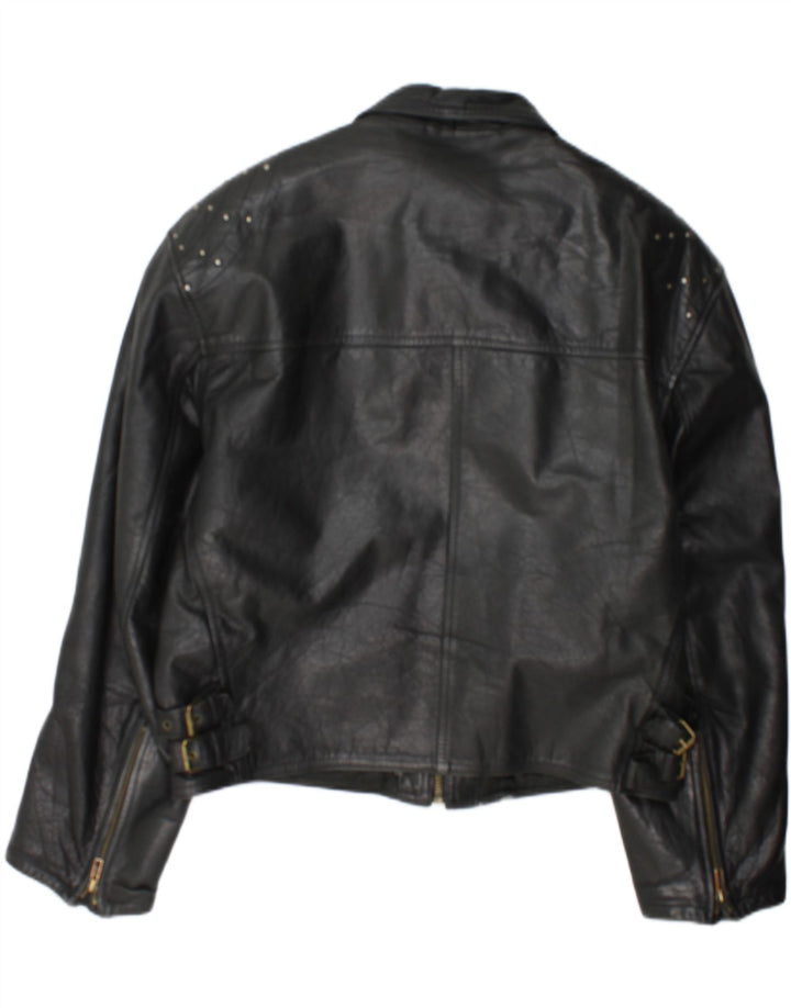 Vintage mujer cuero Racer chaqueta Reino Unido 18 XL cuero negro