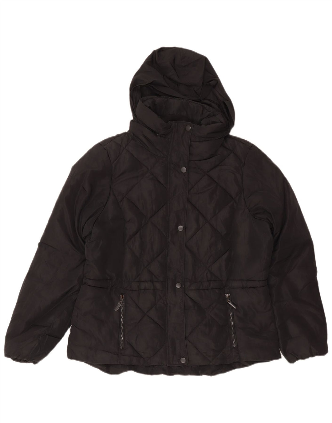 Marks & Spencer Chaqueta acolchada con capucha para mujer UK 44 Mediana Poliéster negro