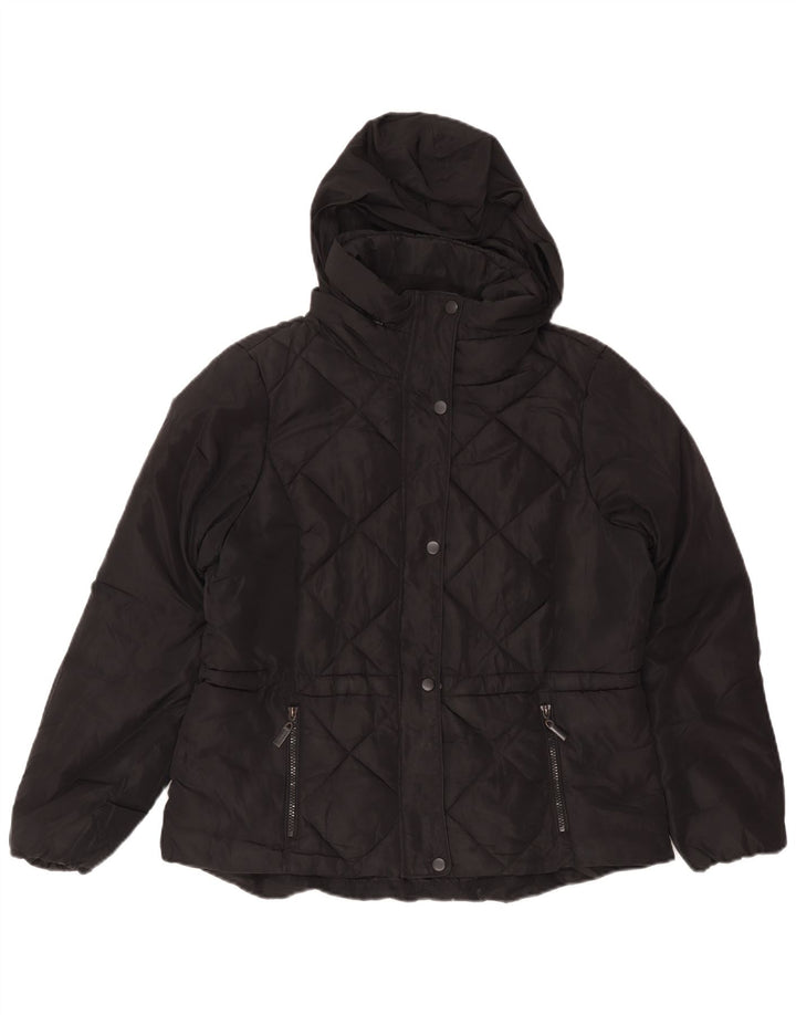 Marks & Spencer Chaqueta acolchada con capucha para mujer UK 44 Mediana Poliéster negro