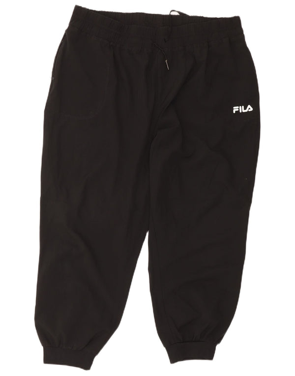 Fila Mujer Crop Chándal Pantalones Joggers UK 40 XL Poliéster Negro