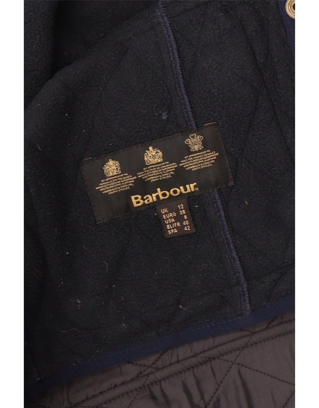 Barbour Chaqueta Acolchada Para Mujer UK 12 Mediana Azul Marino Poliamida