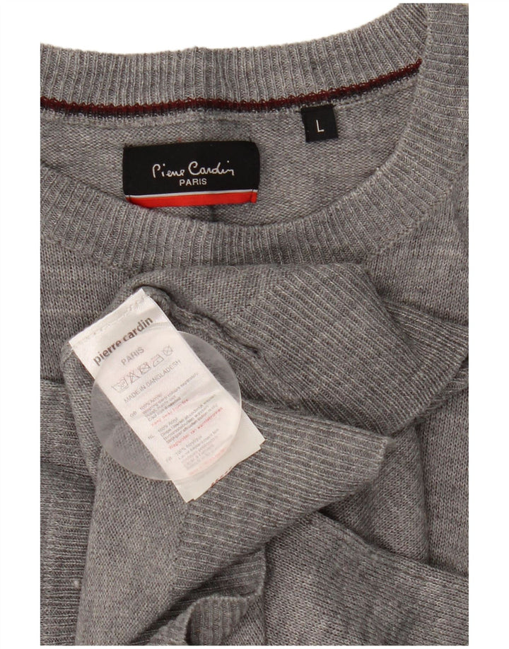 Pierre Cardin - Jersey de cuello redondo para hombre, acrílico gris grande