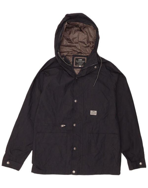 Jack & Jones Chaqueta impermeable con capucha para hombre UK 40 Large Nylon azul marino