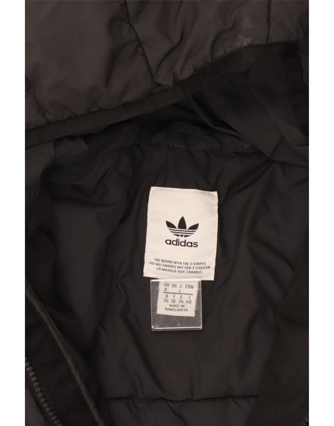 ADIDAS Chaqueta acolchada con capucha para mujer UK 8 Small Poliéster negro