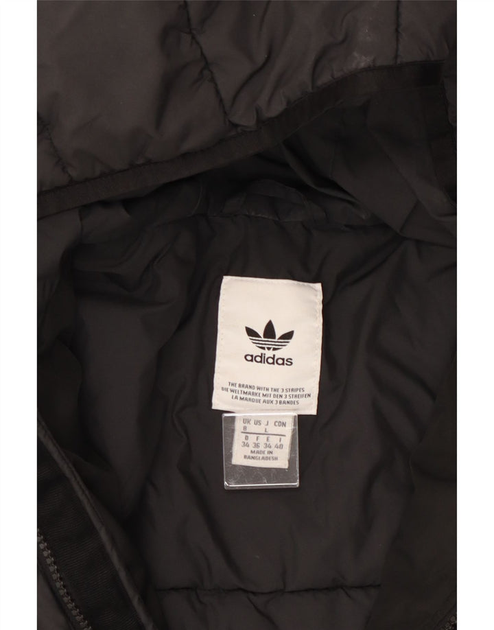 ADIDAS Chaqueta acolchada con capucha para mujer UK 8 Small Poliéster negro