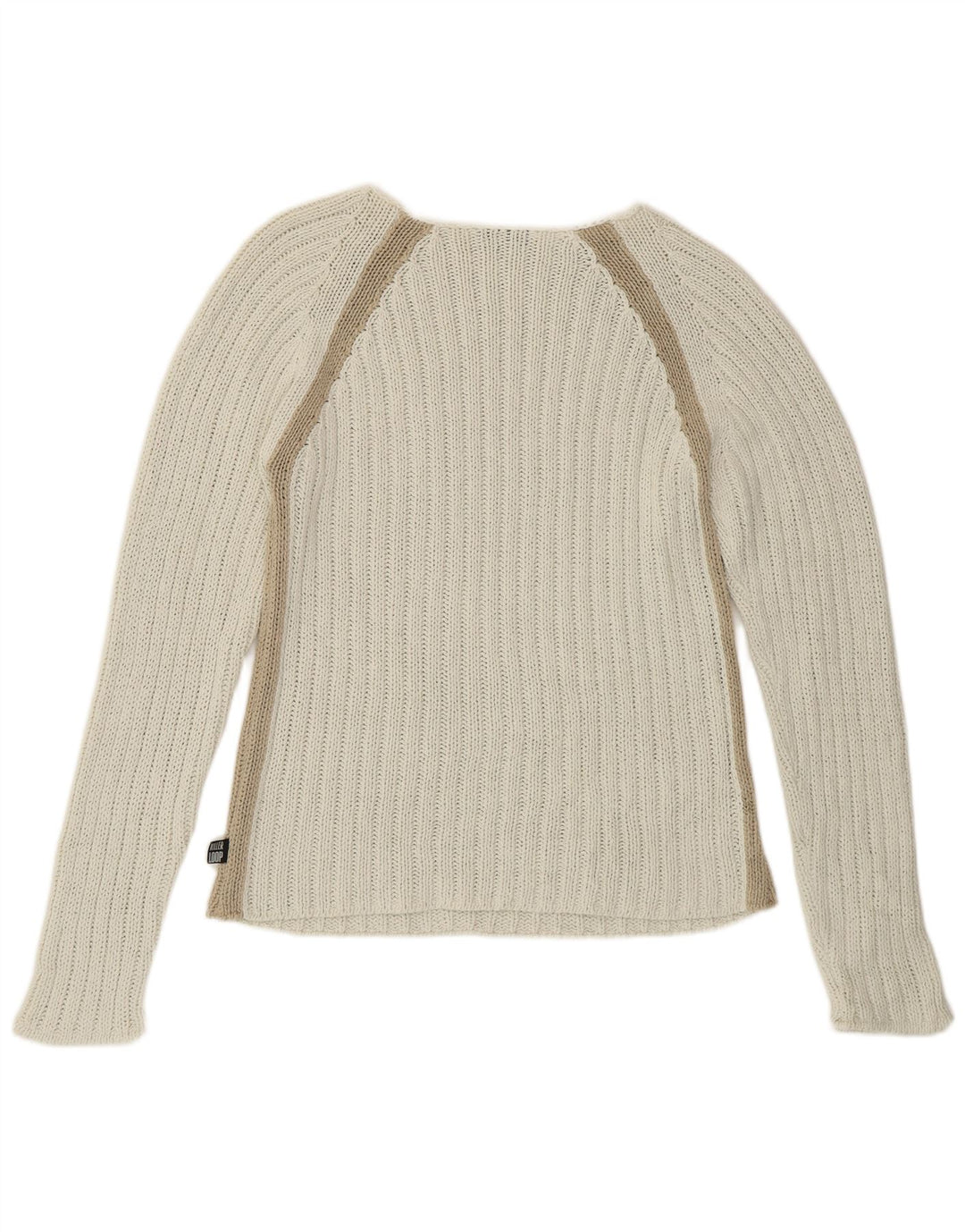 Killer Loop Suéter tipo jersey con cuello barco para mujer, talla 40, talla pequeña, color blanco a rayas