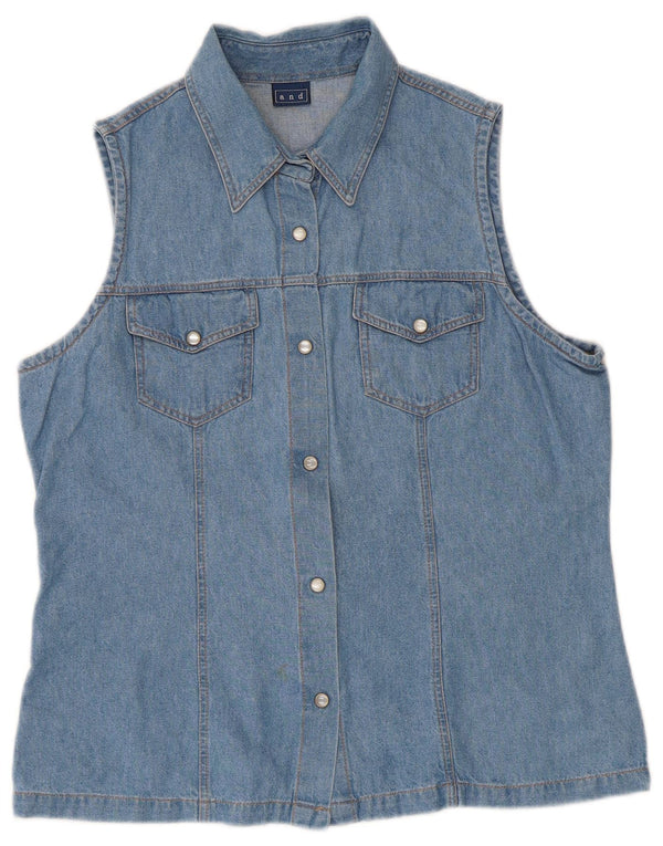 Y Camisa Vaquera Sin Mangas Para Mujer IT 46 Grande Azul Algodón