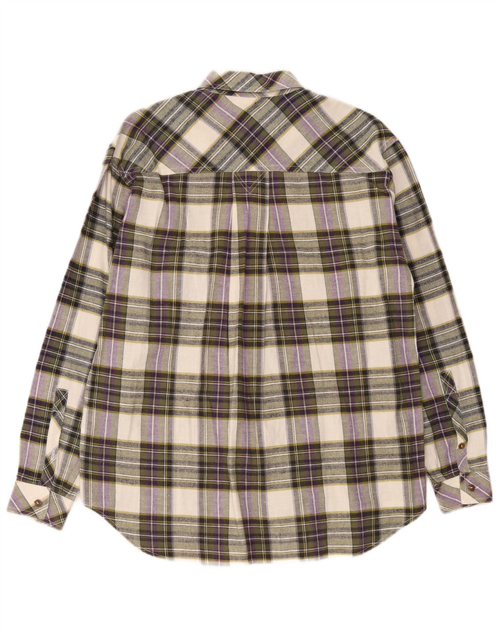Camisa de franela vintage para hombre pequeño algodón a cuadros multicolor