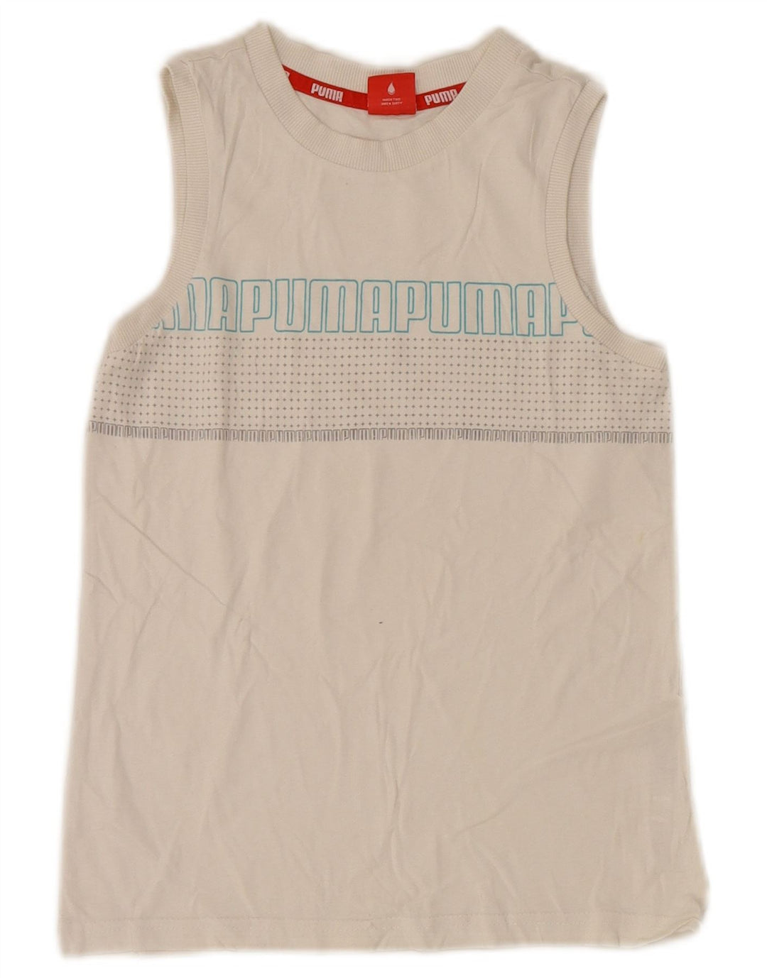 Puma Camiseta sin mangas gráfica para niños 9-10 años Blanco manchado