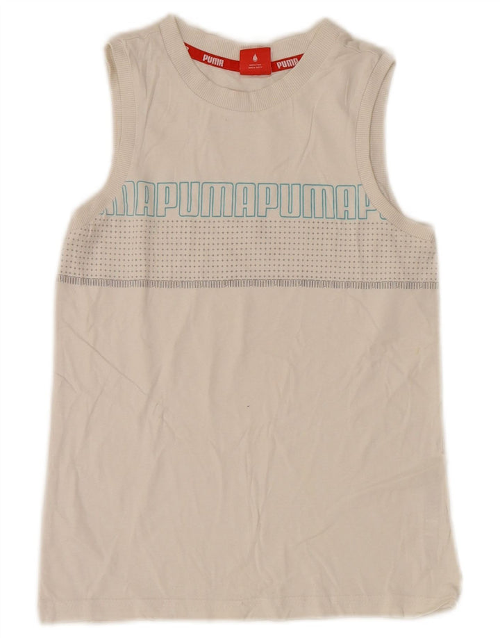 Puma Camiseta sin mangas gráfica para niños 9-10 años Blanco manchado