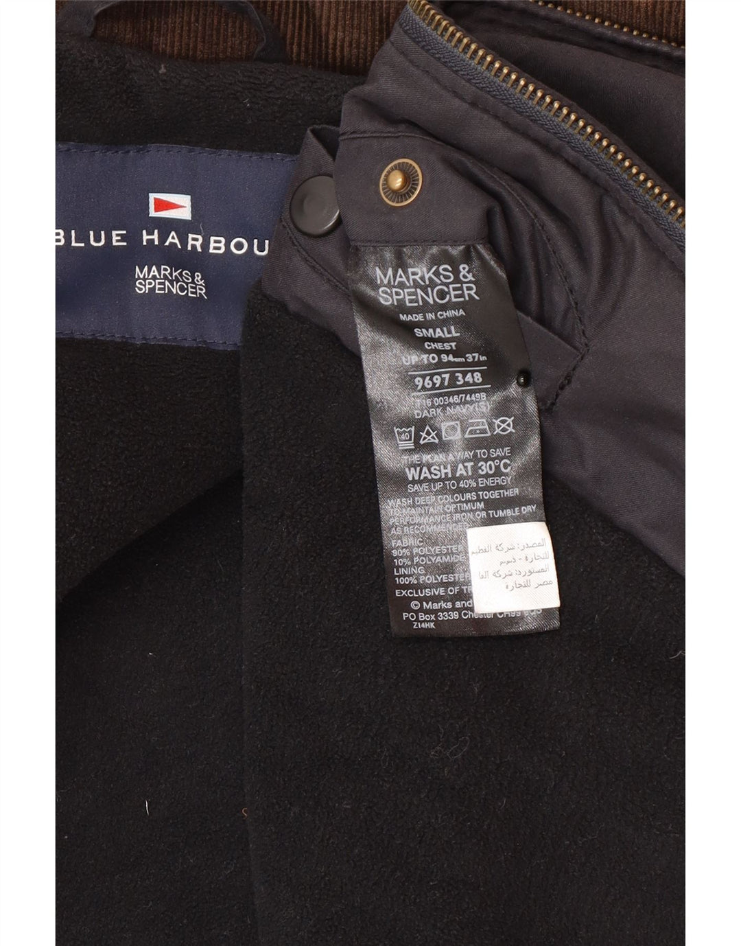 Marks & Spencer Chaqueta cortavientos para hombre UK 36 Small Azul marino Poliéster