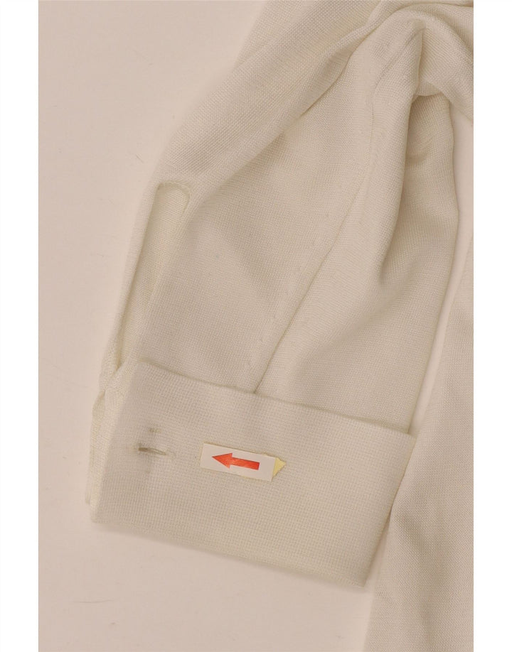 Vintage mujer oversize manga larga blusa Top Reino Unido 16 blanco grande