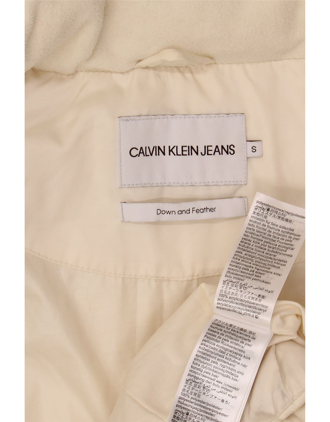 CALVIN KLEIN JEANS Chaqueta acolchada extragrande para mujer UK 10 Small Off White