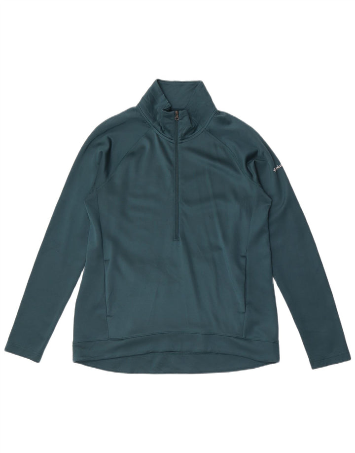 Columbia Hombre Zip Neck Jersey Chándal Top UK 10 Small Verde Poliéster