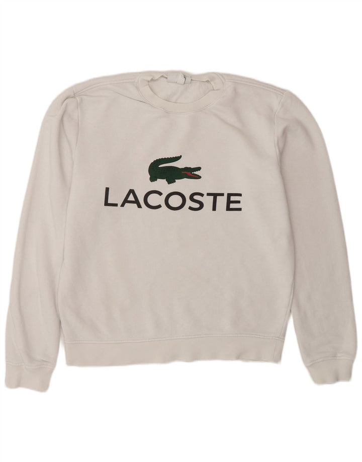 Lacoste Sudadera gráfica para hombre talla 3 pequeña algodón blanco