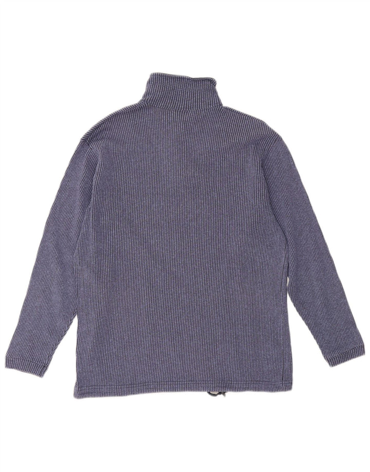 CHAMPION Womens Zip Neck Jumper Sweater UK 14 Medium Blue Cotton