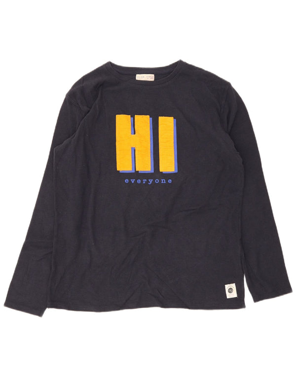 Zara Boys Top Gráfico Manga Larga 13-14 Años Azul Marino
