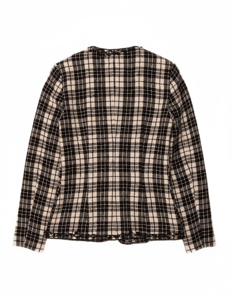 JOSEPH RIBKOFF Womens Open Blazer Jacket UK 14 Medium Black Check Acrylic Vintage Joseph Ribkoff and Second-Hand Joseph Ribkoff from Messina Hembry 
