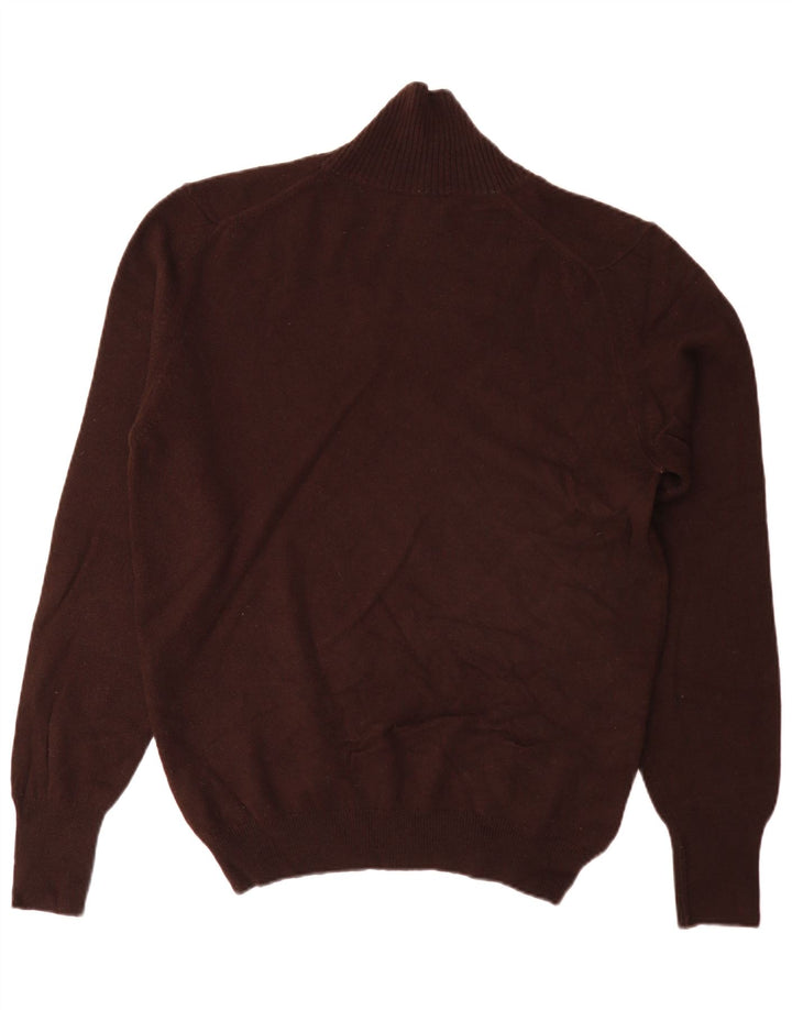 Fred Perry Jersey con cuello tipo chal para hombre, talla grande, de lana de cordero marrón