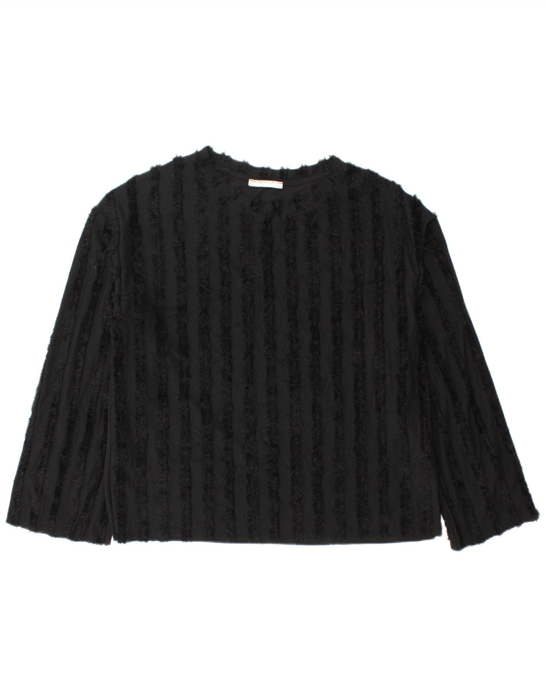 Zara Mujer Blusa Manga Larga Top UK 44 Medio Negro Poliéster