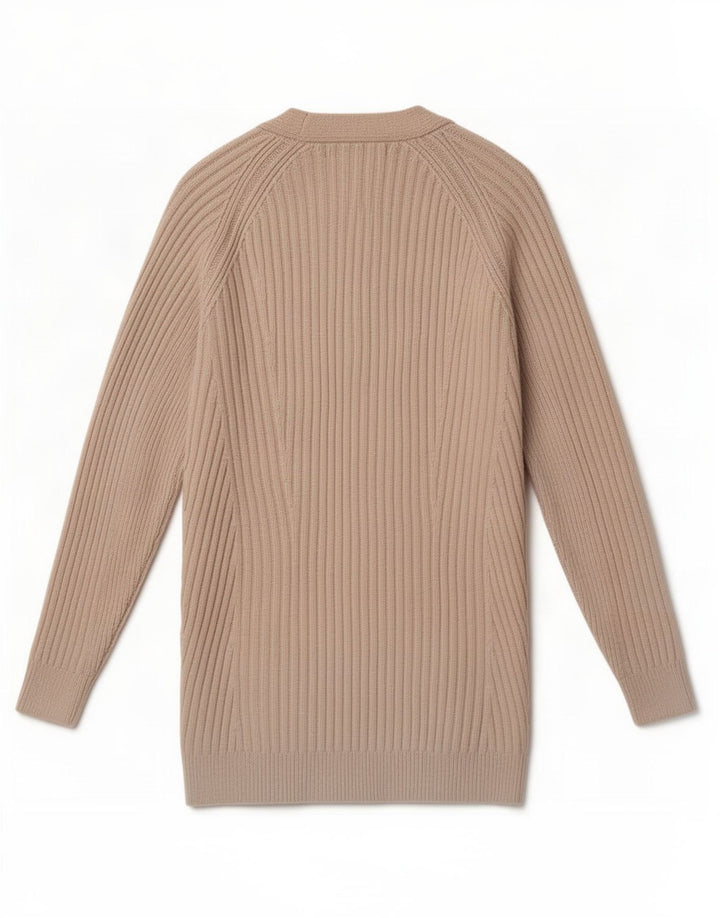 Marks & Spencer Suéter tipo cárdigan abierto para mujer UK 10 Small Beige Poliéster