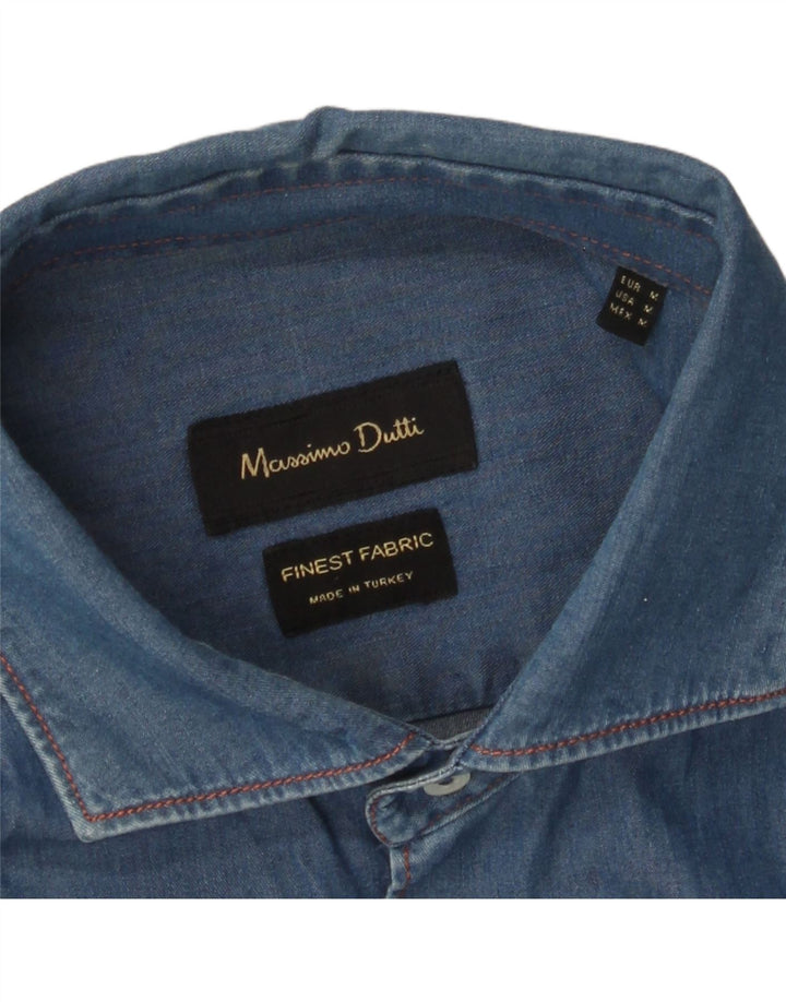 MASSIMO DUTTI Camisa Vaquera Hombre Azul Medio