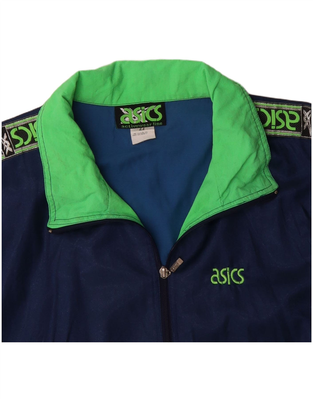 ASICS Chaqueta de chándal gráfica para hombre IT 54 XL Bloque de color azul