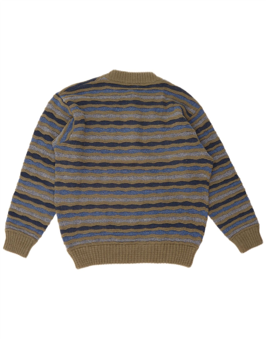 Vintage hombres botón cuello jersey suéter IT 48 medio multicolor rayas